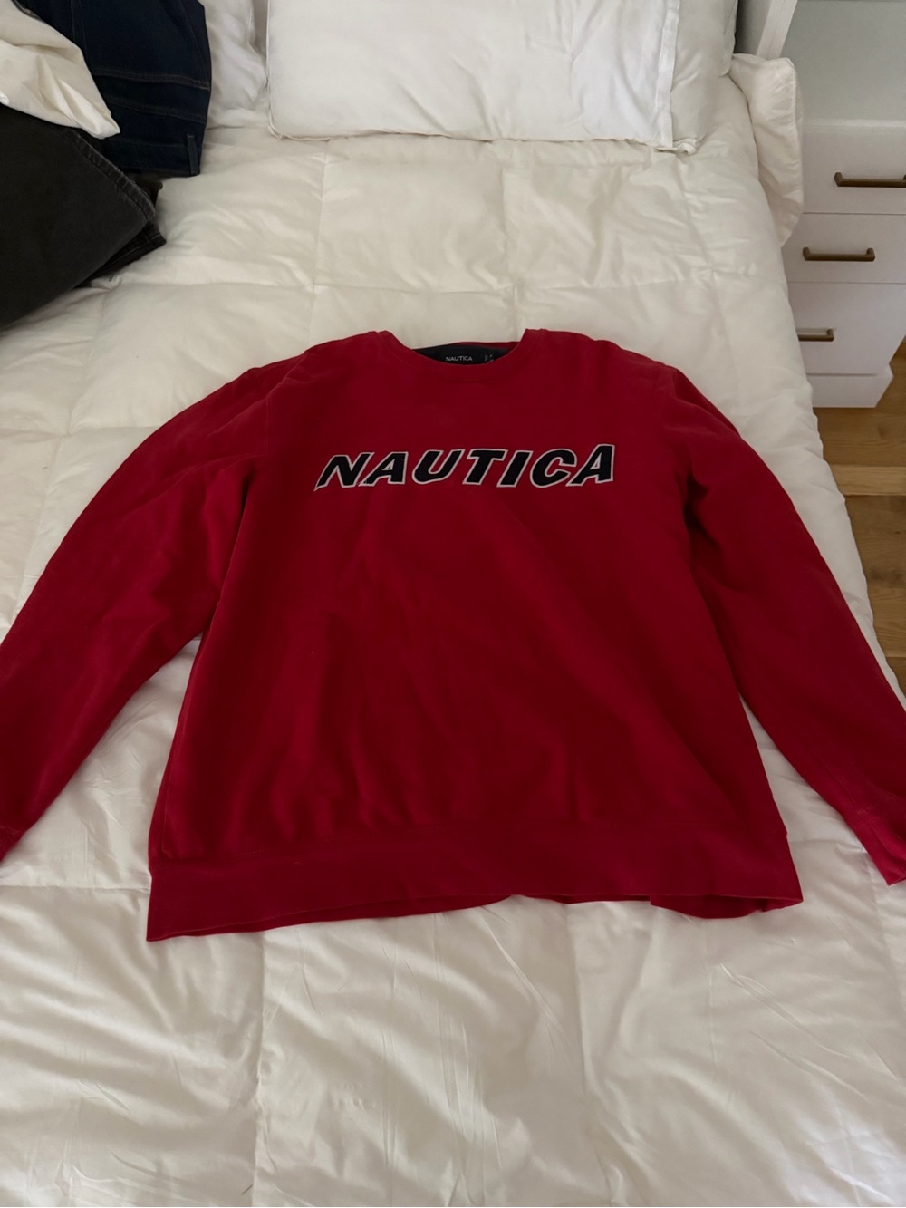 Nautica Men's Red Crewneck Sweatshirt with Logo